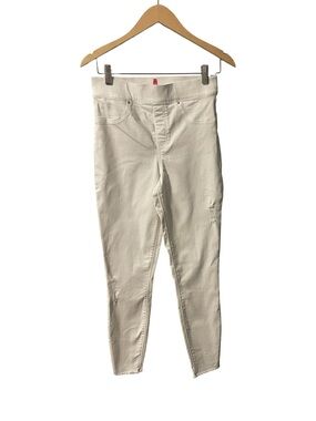 SPANX White Distressed Raw Hem Jeggings Small